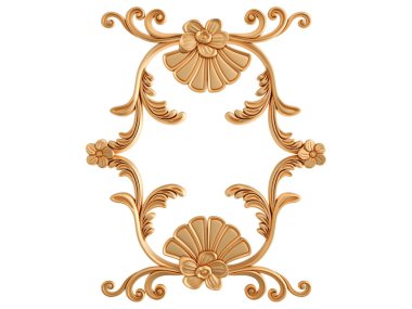 Beyaz zemin üzerine altın oymalı süsleme. İzole