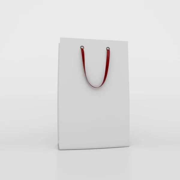 Illustration av en vit papperspåse. 3D illustration — Stockfoto