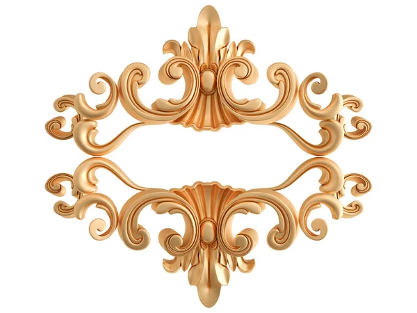 Gouden gesneden ornament op een witte achtergrond. Geïsoleerd — Stockfoto