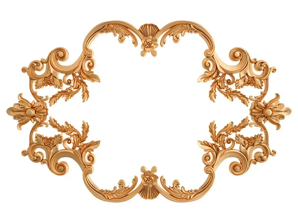 Ornamento intagliato oro su sfondo bianco. Isolato — Foto Stock