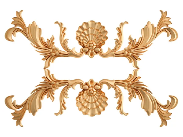 Gouden gesneden ornament op een witte achtergrond. Geïsoleerd — Stockfoto