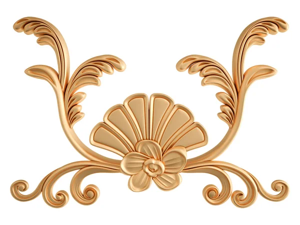 Gouden gesneden ornament op een witte achtergrond. Geïsoleerd — Stockfoto