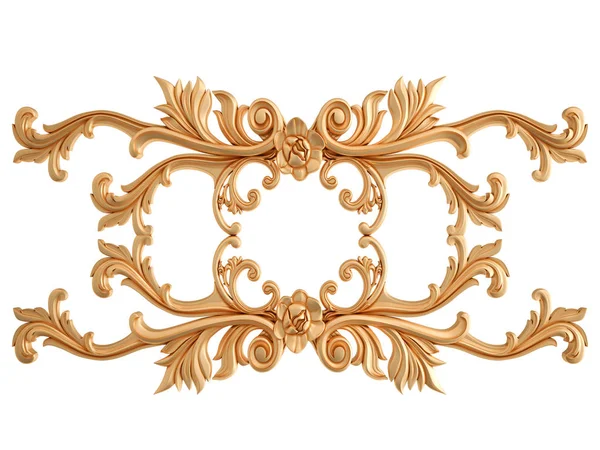 Ornamento intagliato oro su sfondo bianco. Isolato — Foto Stock