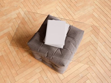 Bir cam tabloda kimlik marka için şablon. 3D çizim