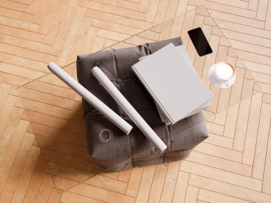 Bir cam tabloda kimlik marka için şablon. 3D çizim