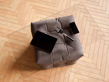 Bir cam tabloda kimlik marka için şablon. 3D çizim