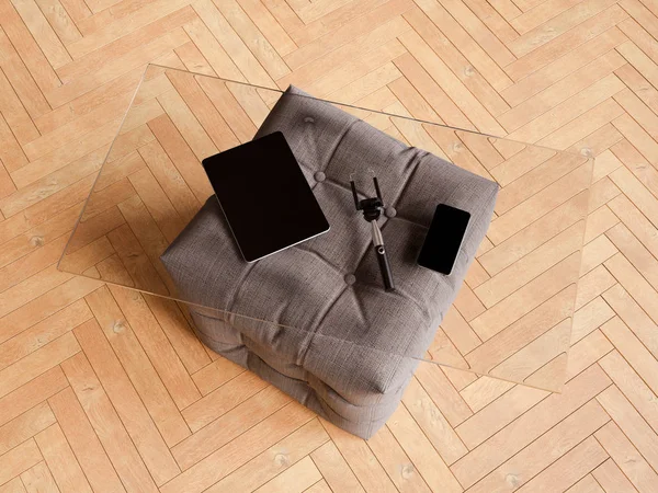 Bir cam tabloda kimlik marka için şablon. 3D çizim