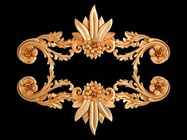 Siyah bir zemin üzerine altın süsleme. İzole