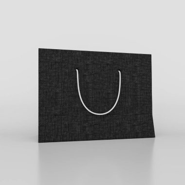 Beyaz arka planda siyah kağıt torba. 3D çizim