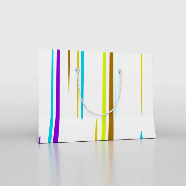 Χαρτοσακούλα χρώμα σε άσπρο φόντο. 3D απεικόνιση — Φωτογραφία Αρχείου