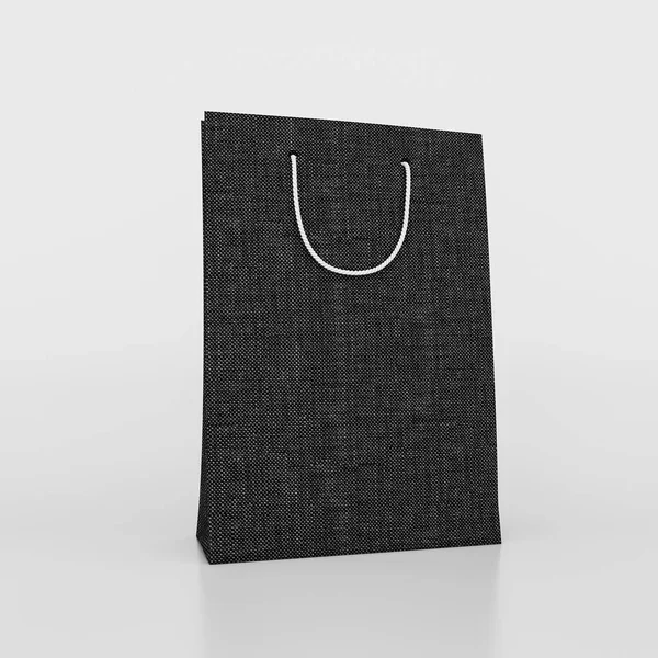 Μαύρο χαρτί τσάντα σε λευκό φόντο. 3D απεικόνιση — Φωτογραφία Αρχείου