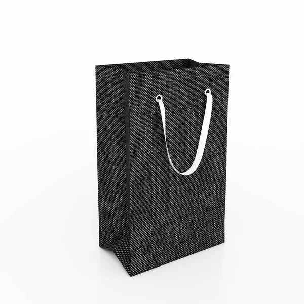 Μαύρο χαρτί τσάντα σε λευκό φόντο. 3D απεικόνιση — Φωτογραφία Αρχείου