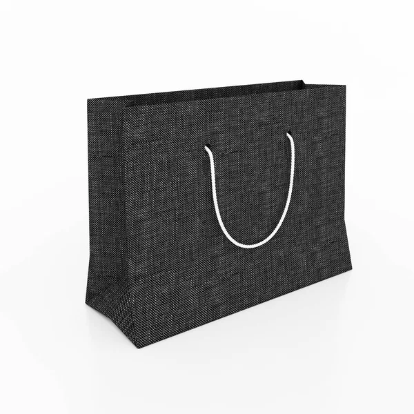 Bolso de papel negro sobre fondo blanco. Ilustración 3D — Foto de Stock