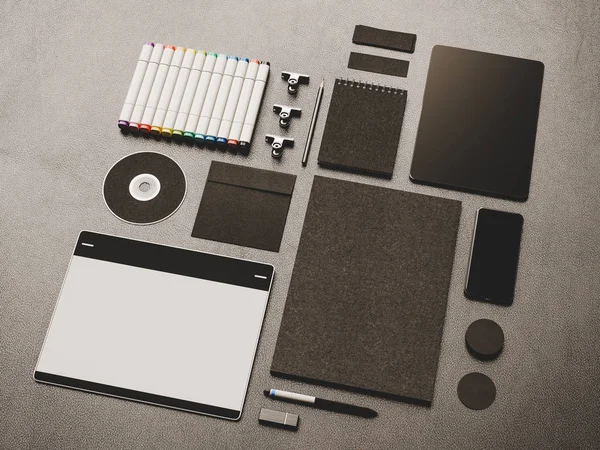 Branding stationery mockup scene. 3D illustration — Stock Photo, Image