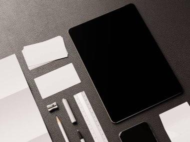 İleti örneği mockup sahne marka. 3D çizim