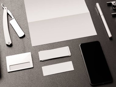 İleti örneği mockup sahne marka. 3D çizim