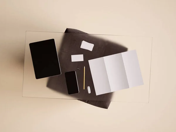 Branding Briefpapier-Attrappe Szene. 3D-Illustration — Stockfoto