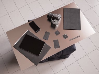 İleti örneği mockup sahne marka. 3D çizim