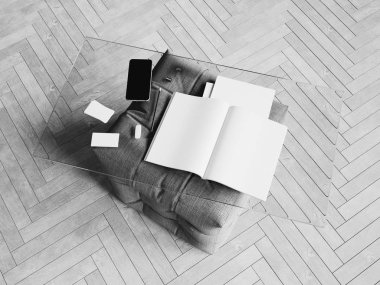 Kimlik marka için şablon. Siyah ve beyaz. 3D çizim