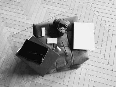 Kimlik marka için şablon. Siyah ve beyaz. 3D çizim