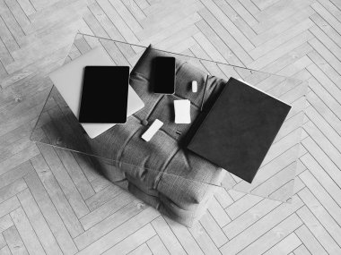 Kimlik marka için şablon. Siyah ve beyaz. 3D çizim