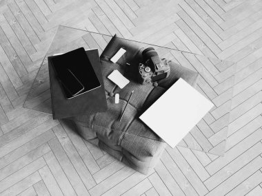 Kimlik marka için şablon. Siyah ve beyaz. 3D çizim