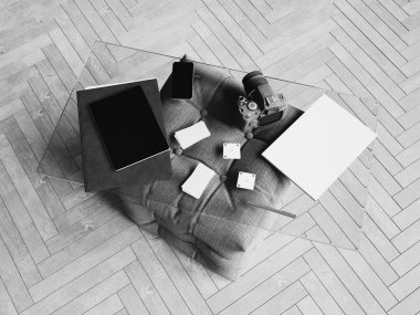 Kimlik marka için şablon. Siyah ve beyaz. 3D çizim