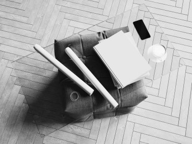 Kimlik marka için şablon. Siyah ve beyaz. 3D çizim