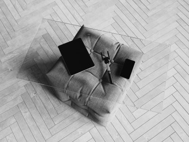 Kimlik marka için şablon. Siyah ve beyaz. 3D çizim