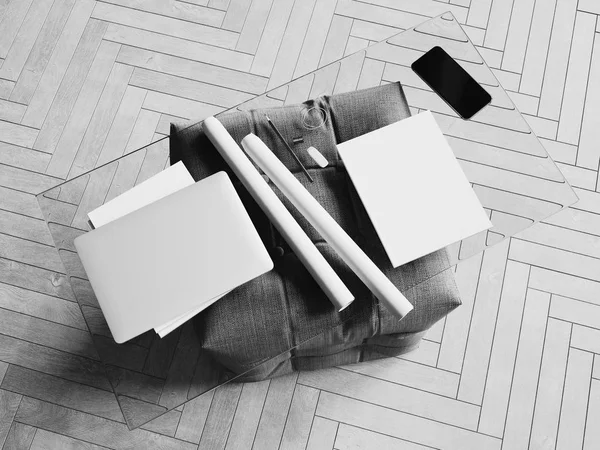 Kimlik marka için şablon. Siyah ve beyaz. 3D çizim