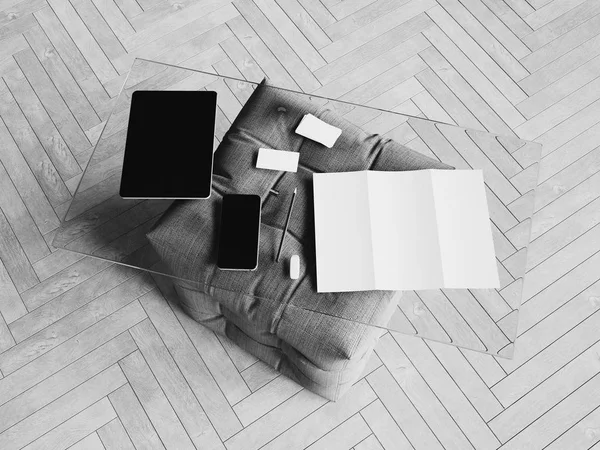 Kimlik marka için şablon. Siyah ve beyaz. 3D çizim