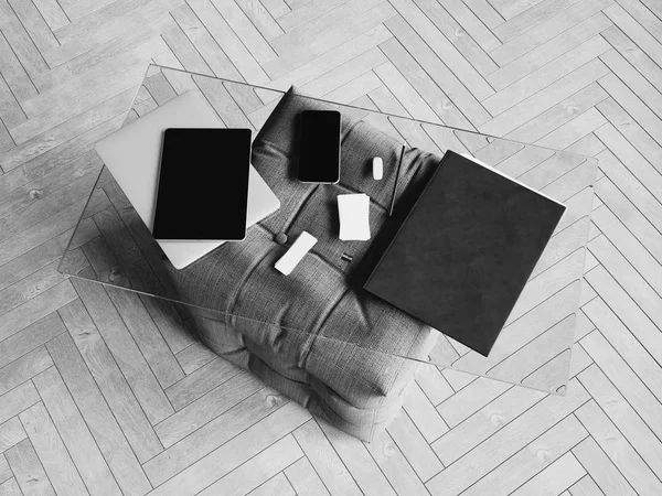 Kimlik marka için şablon. Siyah ve beyaz. 3D çizim