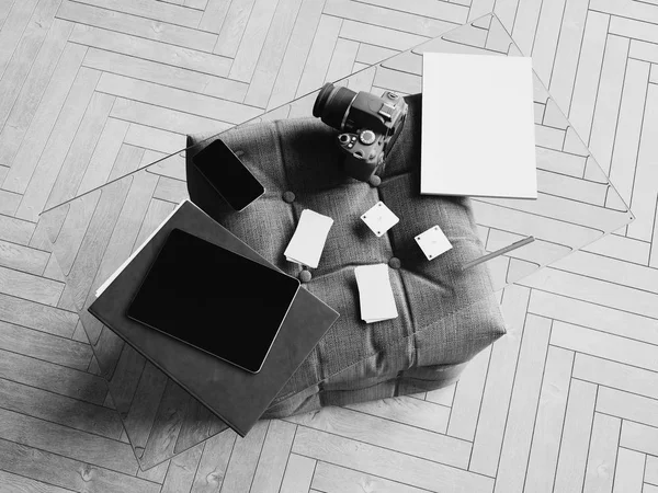 Kimlik marka için şablon. Siyah ve beyaz. 3D çizim