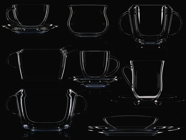 Скляна чашка, ізольована. 3D ілюстрація — стокове фото