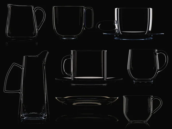 Üveg csésze, elszigetelt. 3D-s illusztráció — Stock Fotó