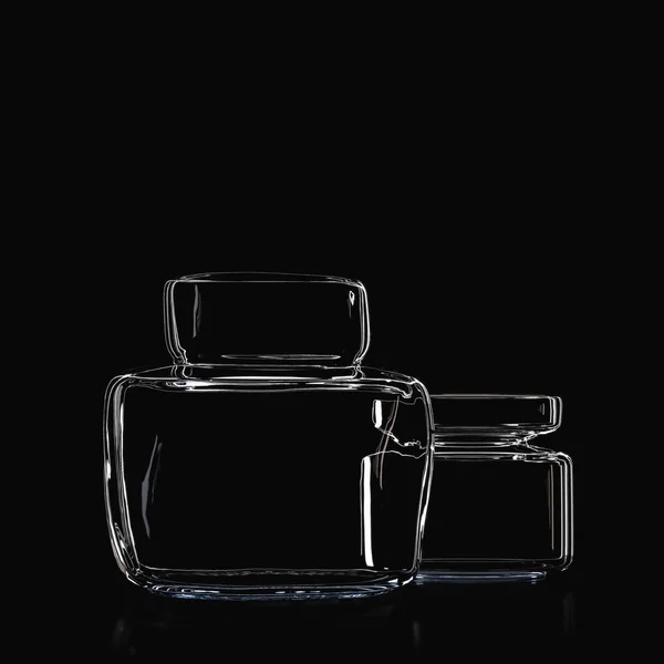 Szklane wazony kolekcji na białym tle. ilustracja 3D — Zdjęcie stockowe