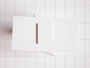 Beyaz marka Kırtasiye mockup sahne. 3D çizim