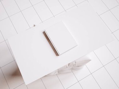 Beyaz marka Kırtasiye mockup sahne. 3D çizim