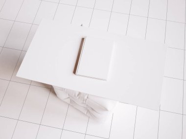 Beyaz marka Kırtasiye mockup sahne. 3D çizim