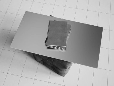 İleti örneği mockup sahne siyah beyaz marka. 3D çizim