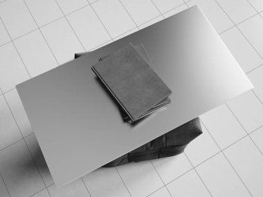 İleti örneği mockup sahne siyah beyaz marka. 3D çizim