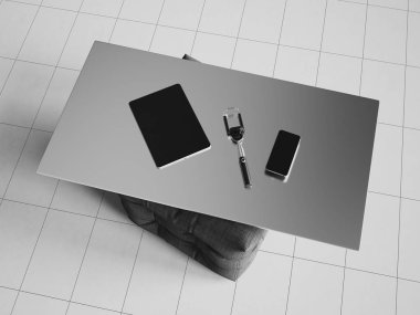 İleti örneği mockup sahne siyah beyaz marka. 3D çizim