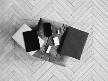 Kimlik marka için şablon. Siyah ve beyaz. 3D çizim