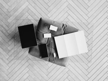 Kimlik marka için şablon. Siyah ve beyaz. 3D çizim