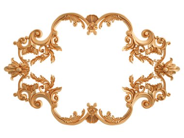 Beyaz zemin üzerine altın süs. İzole