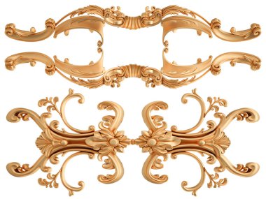 Beyaz zemin üzerine altın süs. İzole