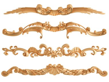 Beyaz zemin üzerine altın süs. İzole