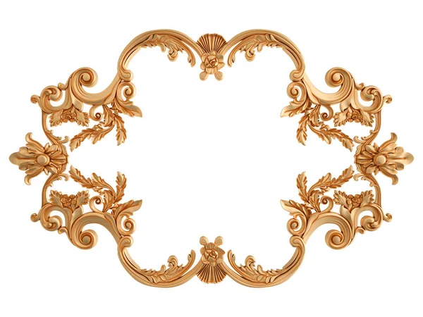 Zlatý ornament na bílém pozadí. Izolovaný — Stock fotografie
