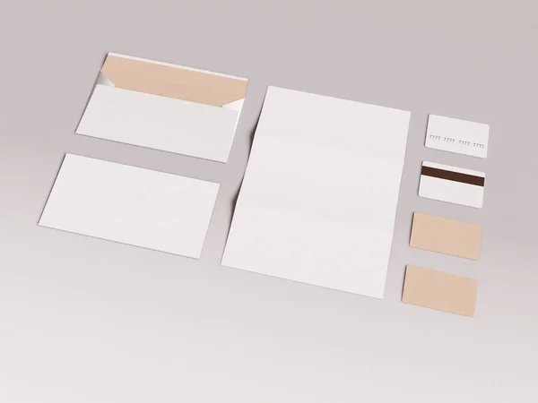 Branding identity mock up. 3D illustration