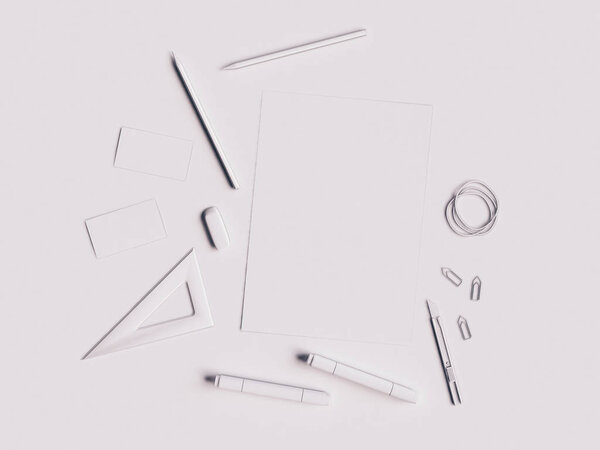 Branding identity mock up. 3D illustration